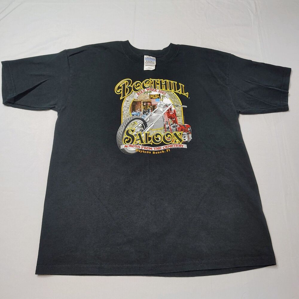 Boothill Saloon Bike Week T-Shirt Sz Youth XL Black 2005 Daytona Beach Florida